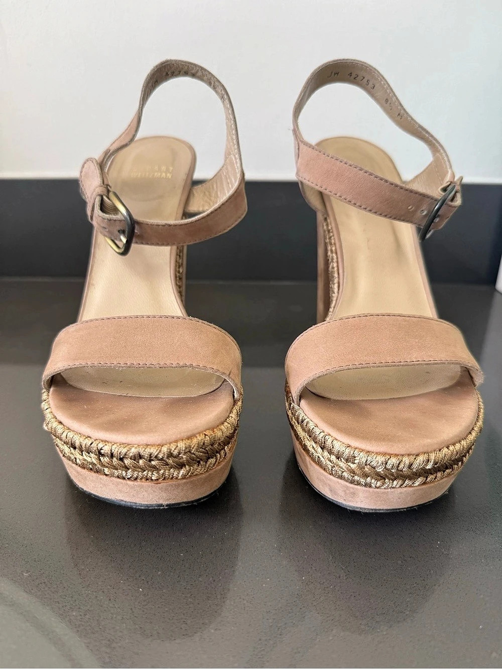 Stuart Weitzman Platform Wedge Sandals in Brown